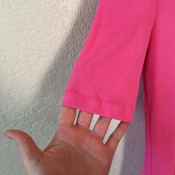 Talbots Women's XS Pink Tee Scoop Neck Side Slit Spring Comfy Basics NWT - Picture 4 of 6